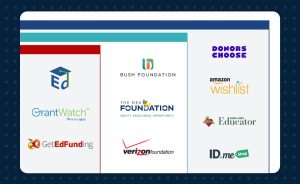 A graphic displaying logos of various educational grants and support organizations.