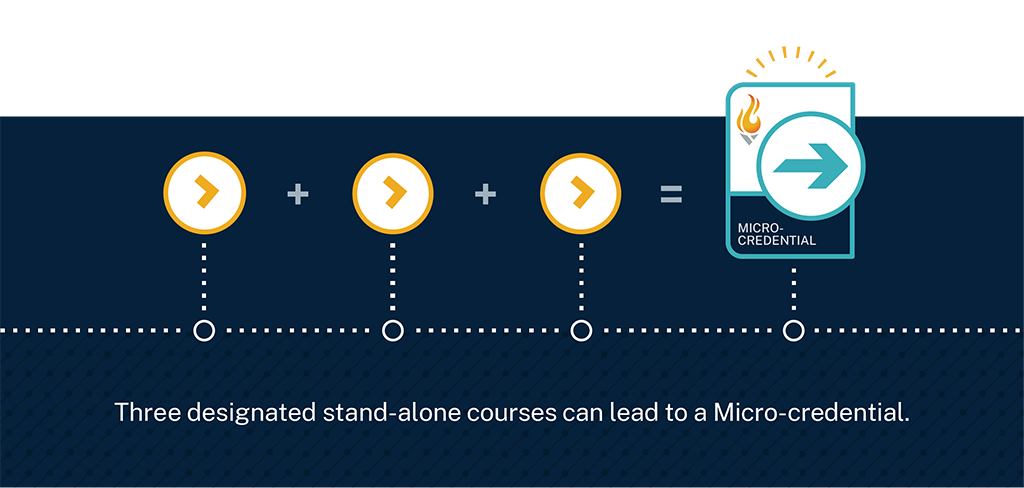 Visual explanation of how three courses can lead to a micro-credential.